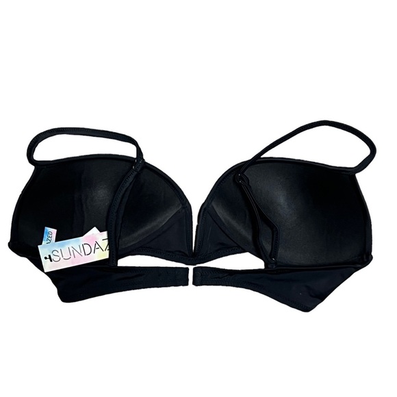 NWT SunDazed 32B/C Bikini Top Black Maya V Wire Bra Sized Underwire Swimsuit - Picture 6 of 9